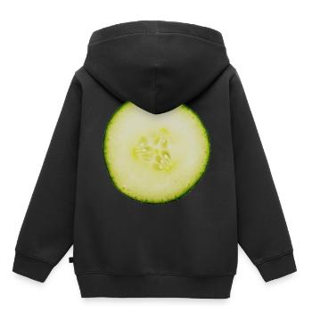 Gurkenscheibe Gurke Gurken Gemuese Veggie - Kinder Premium Organic Hoodie - Schwarz - Hinten - AI Model Kid Male (0cm)