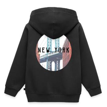 New York - Kids Premium Organic Hoodie - black - Back - AI Model Kid Male (0cm)