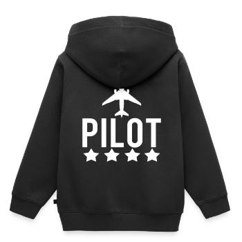 Pilot - Kinder Premium Organic Hoodie - Schwarz - Hinten - AI Model Kid Male (0cm)