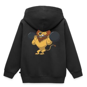 Gewichtheben Löwe Kraft Geschenk Idee - Kinder Premium Organic Hoodie - Schwarz - Hinten - AI Model Kid Male (0cm)