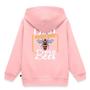 Abeilles abeilles miel - Sweat Premium à capuche enfant bio - rose - Dos - AI Model Kid Female (0cm)