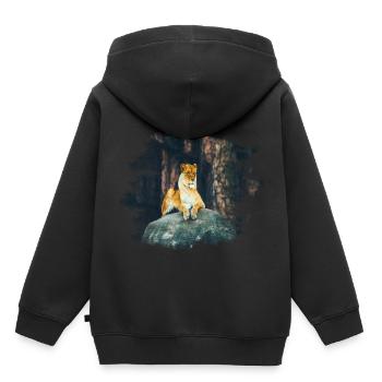 Löwe Fels König Sternzeichen Geschenkidee - Kinder Premium Organic Hoodie - Schwarz - Hinten - AI Model Kid Male (0cm)