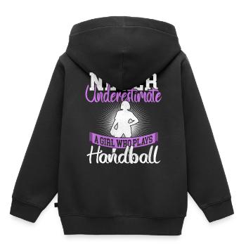 Handballer Handball - Sweat Premium à capuche enfant bio - noir - Dos - AI Model Kid Male (0cm)