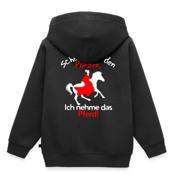 Reiten Prinz - Kinder Premium Organic Hoodie - Schwarz - Hinten - AI Model Kid Male (0cm)