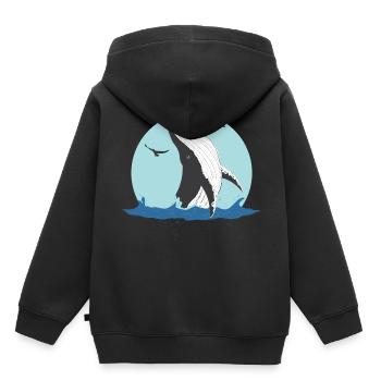 blue whale - Kids Premium Organic Hoodie - black - Back - AI Model Kid Male (0cm)