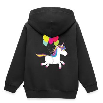 Unicorn takes off with balloons - Kids Premium Organic Hoodie - black - Back - AI Model Kid Male (0cm)