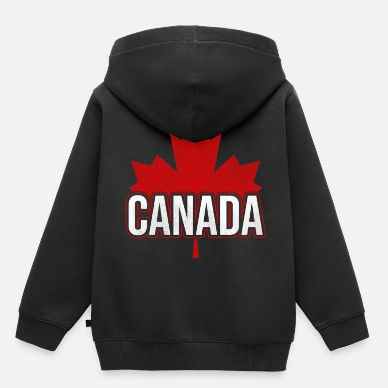 Feuille d'érable canadien drapeau canada canada - Sweat Premium à capuche enfant bio - noir