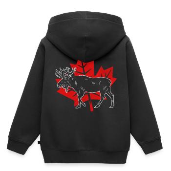 Canadian Elk Canada Drapeau Canada Feuille d'érable - Sweat Premium à capuche enfant bio - noir - Dos - AI Model Kid Male (0cm)