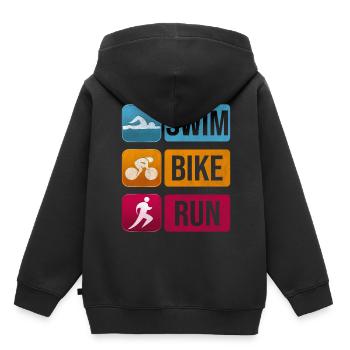 Triathlon - Kinder Premium Organic Hoodie - Schwarz - Hinten - AI Model Kid Male (0cm)