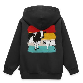 Vaches vaches - Sweat Premium à capuche enfant bio - noir - Dos - AI Model Kid Male (0cm)
