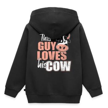Vaches vaches - Sweat Premium à capuche enfant bio - noir - Dos - AI Model Kid Male (0cm)