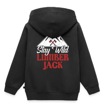 Bûcheron Bûcheron Rester Sauvage Bûcheron - Sweat Premium à capuche enfant bio - noir - Dos - AI Model Kid Male (0cm)