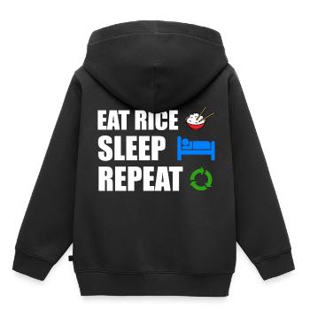 rice - Kids Premium Organic Hoodie - black - Back - AI Model Kid Male (0cm)