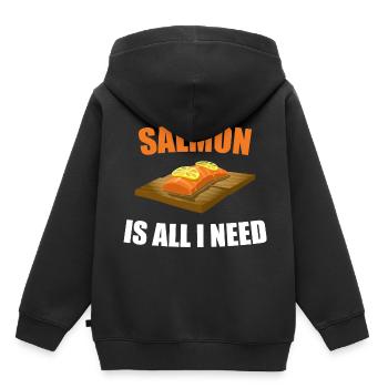 Lachs - Kinder Premium Organic Hoodie - Schwarz - Hinten - AI Model Kid Male (0cm)