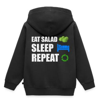 Salat - Kinder Premium Organic Hoodie - Schwarz - Hinten - AI Model Kid Male (0cm)