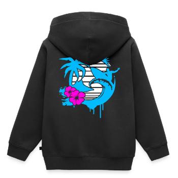 Surfeurs - Sweat Premium à capuche enfant bio - noir - Dos - AI Model Kid Male (0cm)