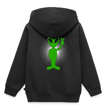 Alien Peacezeichen - Kinder Premium Organic Hoodie - Schwarz - Hinten - AI Model Kid Male (0cm)
