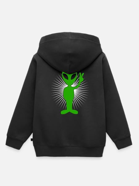 Alien Peacezeichen - Kinder Premium Organic Hoodie - Schwarz