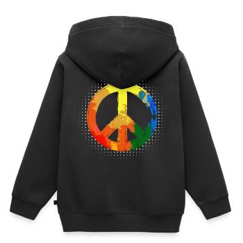 Friedensbewegung Frieden Hippie Peacezeichen - Kinder Premium Organic Hoodie - Schwarz - Hinten - AI Model Kid Male (0cm)