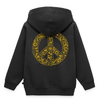 Friedensbewegung Peacezeichen Hippie Peace - Kinder Premium Organic Hoodie - Schwarz - Hinten - AI Model Kid Male (0cm)