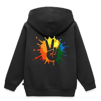 Frieden Peace Peacezeichen Hippie - Kinder Premium Organic Hoodie - Schwarz - Hinten - AI Model Kid Male (0cm)
