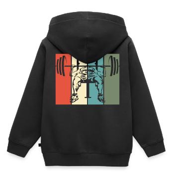 Kraftsport Hantelbank Bankdrücken Fitness Gym - Kinder Premium Organic Hoodie - Schwarz - Hinten - AI Model Kid Male (0cm)