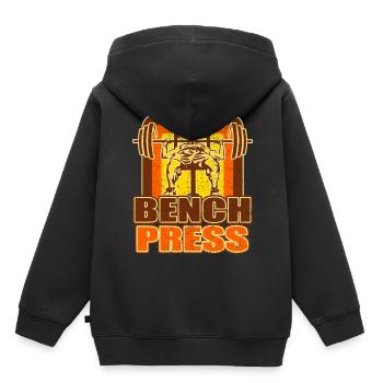 Hantelbank Bankdrücken Gym Fitness Kraftsport - Kinder Premium Organic Hoodie - Schwarz - Hinten - AI Model Kid Male (0cm)