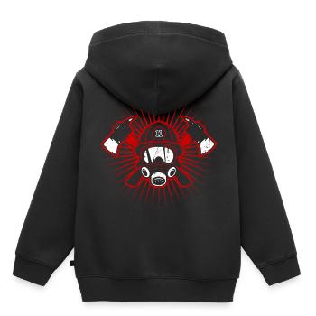 Pompiers pompiers - Sweat Premium à capuche enfant bio - noir - Dos - AI Model Kid Male (0cm)