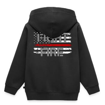 Feuerwehr USA Amerika Flagge Feuerwehrmann - Kinder Premium Organic Hoodie - Schwarz - Hinten - AI Model Kid Male (0cm)