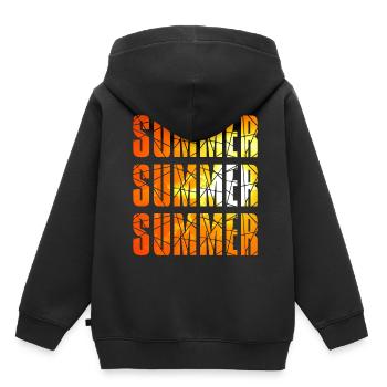 ÉTÉ ÉTÉ ÉTÉ - Sweat Premium à capuche enfant bio - noir - Dos - AI Model Kid Male (0cm)