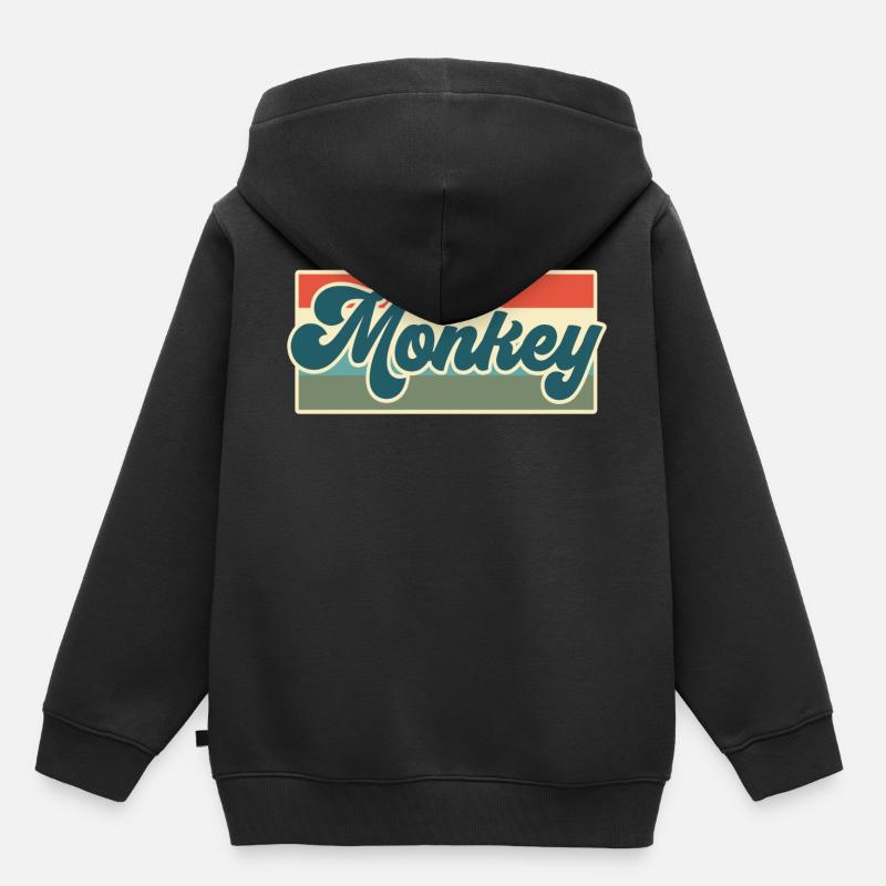 Singe Singe Singe Afrique animaux animaux jungle - Sweat Premium à capuche enfant bio - noir