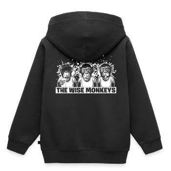 Singes drôles Singes Animaux Voir Entendre Parler - Sweat Premium à capuche enfant bio - noir - Dos - AI Model Kid Male (0cm)