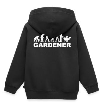 Gärtner Evolution Gartenarbeit Gärtnerei - Kinder Premium Organic Hoodie - Schwarz - Hinten - AI Model Kid Male (0cm)