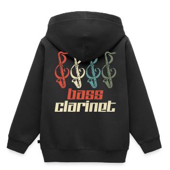 Bassklarinette Musiker Blasinstrument - Kinder Premium Organic Hoodie - Schwarz - Hinten - AI Model Kid Male (0cm)
