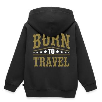 Urlaubsreif Born To Travel - Kinder Premium Organic Hoodie - Schwarz - Hinten - AI Model Kid Male (0cm)