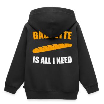 baguette - Sweat Premium à capuche enfant bio - noir - Dos - AI Model Kid Male (0cm)
