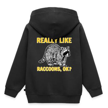 Waschbär lustige Tiere Sprüche lustig - Kinder Premium Organic Hoodie - Schwarz - Hinten - AI Model Kid Male (0cm)