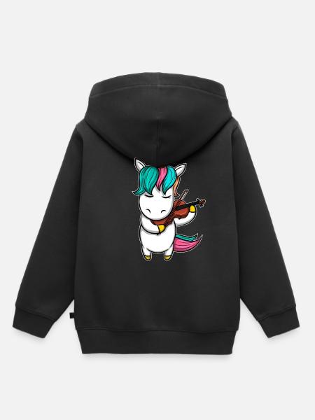 Einhorn Geige Streichinstrument - Kinder Premium Organic Hoodie - Schwarz