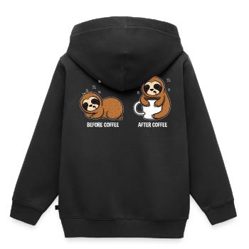 Faultier Kaffee lustige niedlichen Tiere - Kinder Premium Organic Hoodie - Schwarz - Hinten - AI Model Kid Male (0cm)