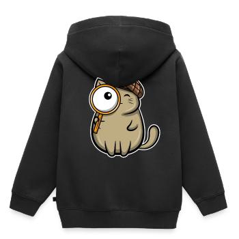 Detektiv Katze Lupe - Kinder Premium Organic Hoodie - Schwarz - Hinten - AI Model Kid Male (0cm)