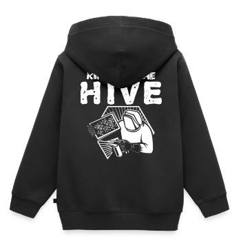 Abeille Abeille Abeille - Sweat Premium à capuche enfant bio - noir - Dos - AI Model Kid Male (0cm)