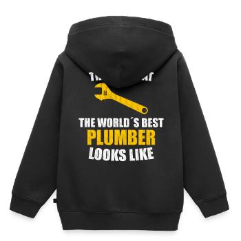 Meilleur plombier du monde - Sweat Premium à capuche enfant bio - noir - Dos - AI Model Kid Male (0cm)