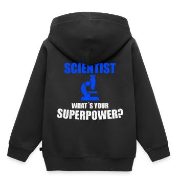 Superpuissance scientifique - Sweat Premium à capuche enfant bio - noir - Dos - AI Model Kid Male (0cm)