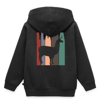 Llama Alpaca Retro Lustige Tiere - Kinder Premium Organic Hoodie - Schwarz - Hinten - AI Model Kid Male (0cm)