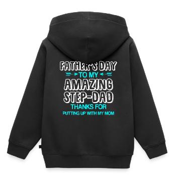 Stiefvater Vaterschaft Dad Daddy Papa Vatertag - Kinder Premium Organic Hoodie - Schwarz - Hinten - AI Model Kid Male (0cm)