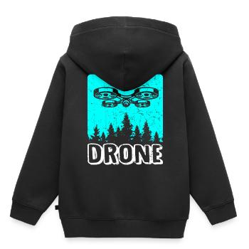 Drone drone drone pilote quadricoptère - Sweat Premium à capuche enfant bio - noir - Dos - AI Model Kid Male (0cm)
