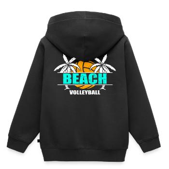 Beach volley ball beach volley vacances - Sweat Premium à capuche enfant bio - noir - Dos - AI Model Kid Male (0cm)