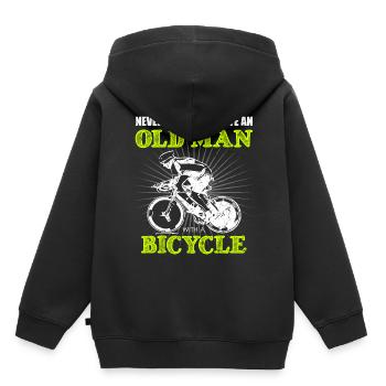 Fahrradfahren - Kinder Premium Organic Hoodie - Schwarz - Hinten - AI Model Kid Male (0cm)
