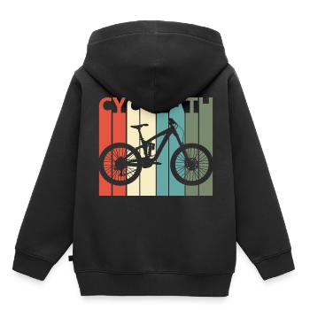 Fahrrad Rad Radeln Mountainbike Mountainbiker - Kinder Premium Organic Hoodie - Schwarz - Hinten - AI Model Kid Male (0cm)