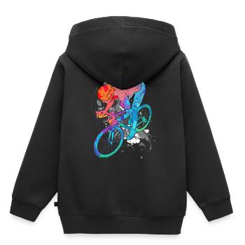 Mountainbike Rad Radeln Radfahren Radsport - Kinder Premium Organic Hoodie - Schwarz - Hinten - AI Model Kid Male (0cm)